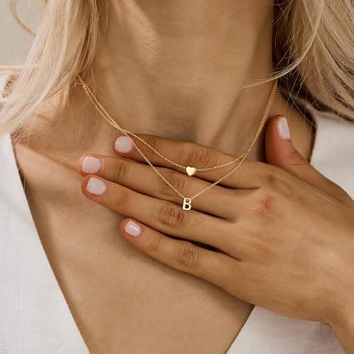 Personalized 18K Gold Plated Stainless Steel Monogram Initial Choker Necklace for Women
