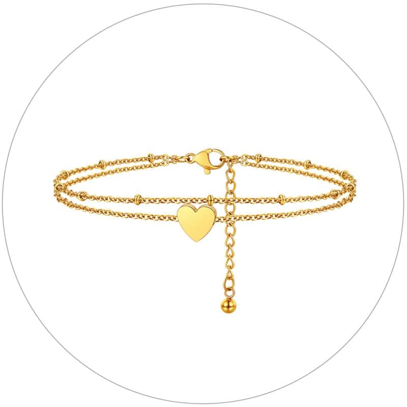 FindChic Stainless Steel Ankle Chain Bracelets, Cuban Curb/Figaro/Box Links, Adjustable Anklet