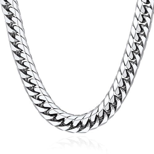 Refined Title: Stainless Steel Miami Cuban Link Chain for Men and Women, 3/6/9/12mm Width, 18-30 Inch Length