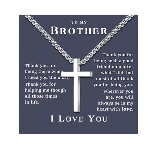 18K White Gold Plated Stainless Steel Cross Necklace for Men and Women