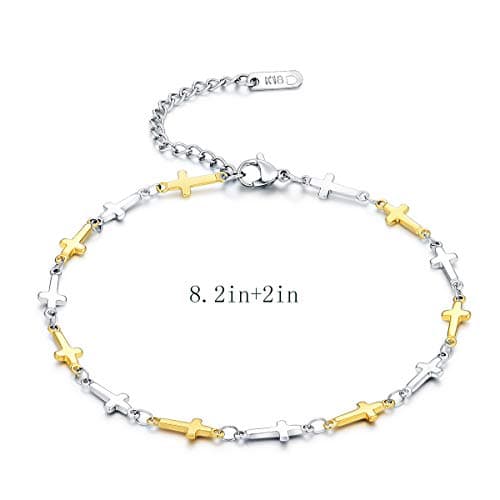 Hoduar Women's Adjustable Stainless Steel Ankle Bracelet Set