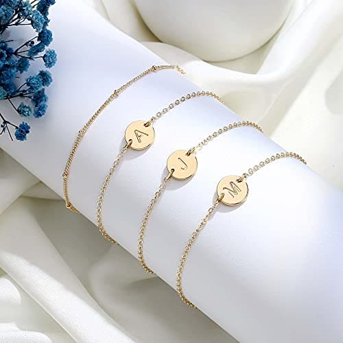 Personalized Initial 14K Gold Filled Beaded Bracelet for Women