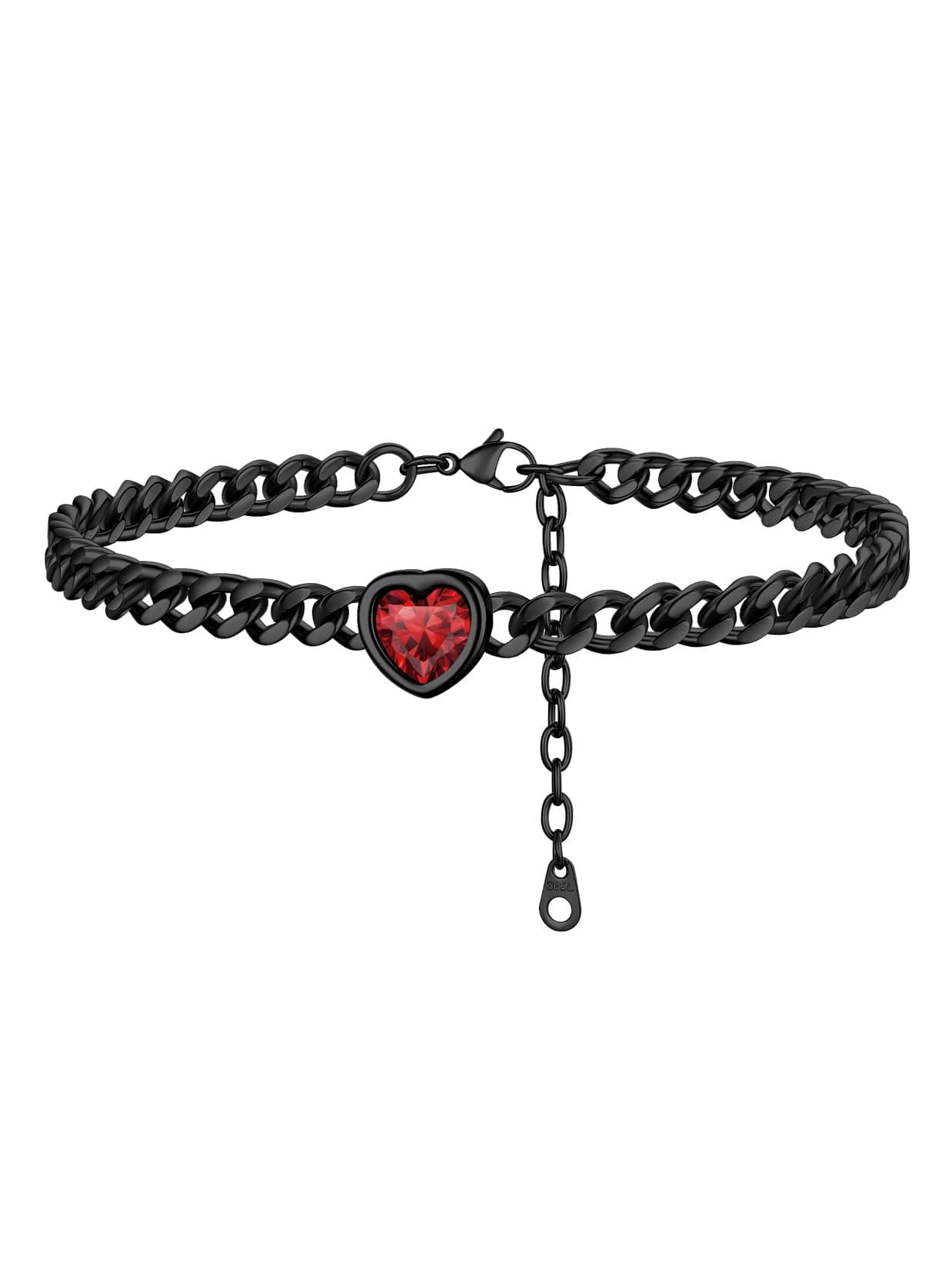 ChainsProMax Women's Heart Anklets Birthstone Ankle Bracelet, Black, Gift Box
