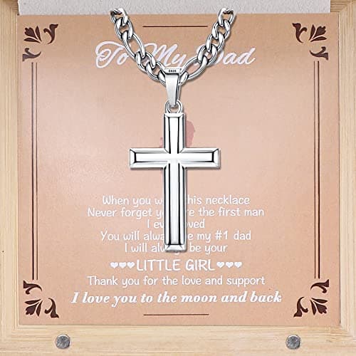 Minimalist Cross Necklace for Men & Women : Solid 925 Sterling Silver Cross Pendant