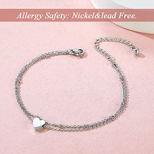FindChic Stainless Steel Ankle Chain Bracelets, Cuban Curb/Figaro/Box Links, Adjustable Anklet