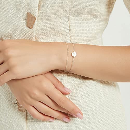Personalized Initial 14K Gold Filled Beaded Bracelet for Women