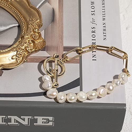 Cowlyn Paperclip Pearl Bracelet for Women