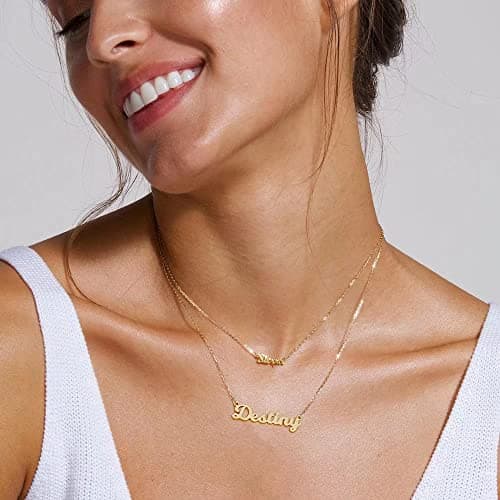 Personalized 14K Gold Plated Name Necklace - Customized Jewelry Gifts for Women