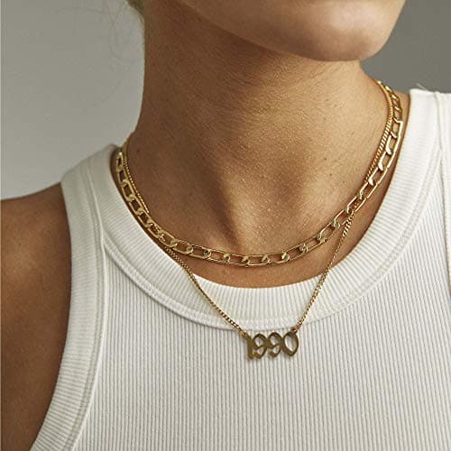 Ursteel Personalized Birth Year Necklace, 18K Gold Plated