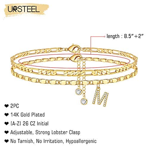 Dainty Gold Plated Ankle Bracelets Set for Women