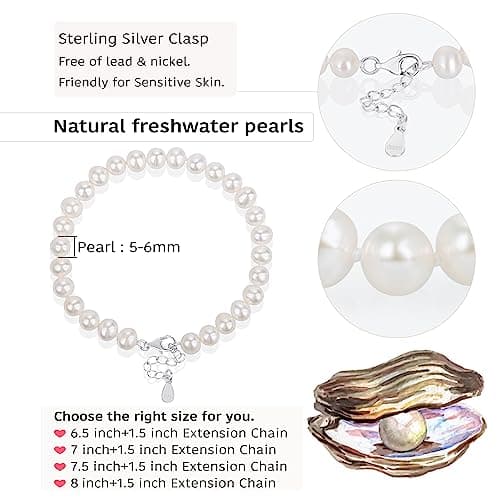 Pearlsays Natural Pearl Bracelets for Women 925 Sterling Silver