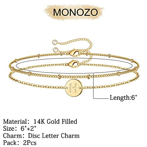 Personalized Initial 14K Gold Filled Beaded Bracelet for Women