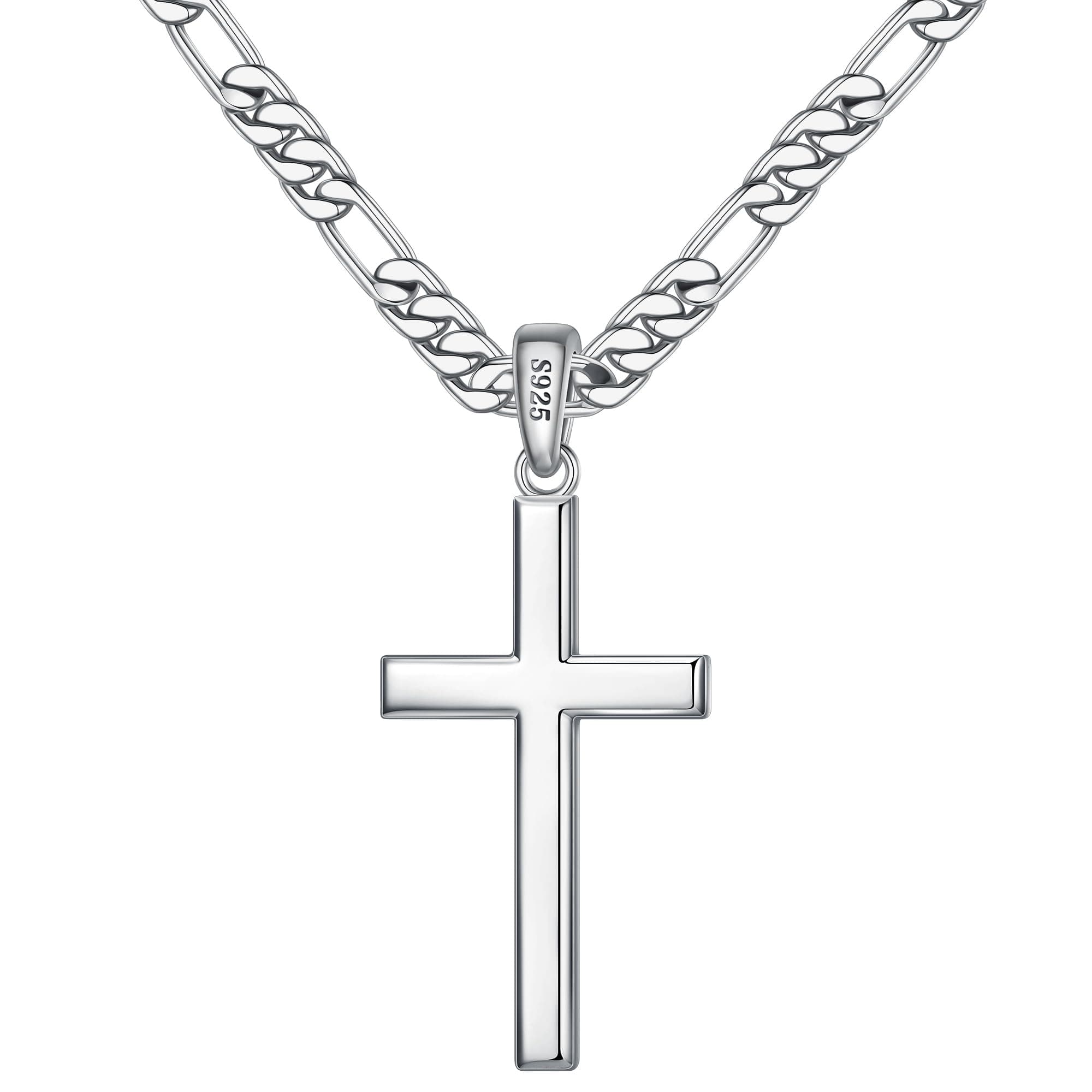 Ursteel 925 Sterling Silver Cross Necklace for Men and Women