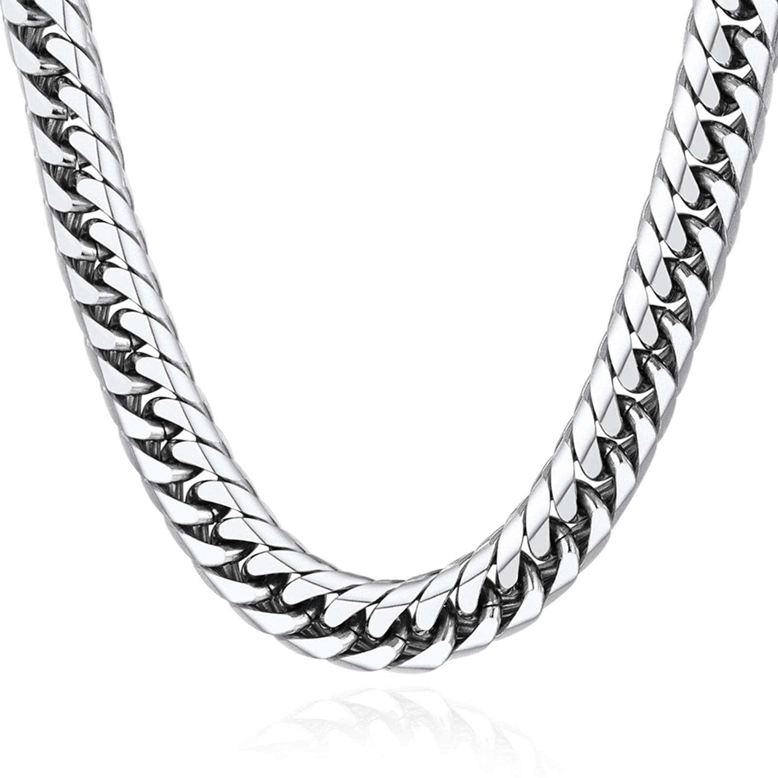 Refined Title: Stainless Steel Miami Cuban Link Chain for Men and Women, 3/6/9/12mm Width, 18-30 Inch Length