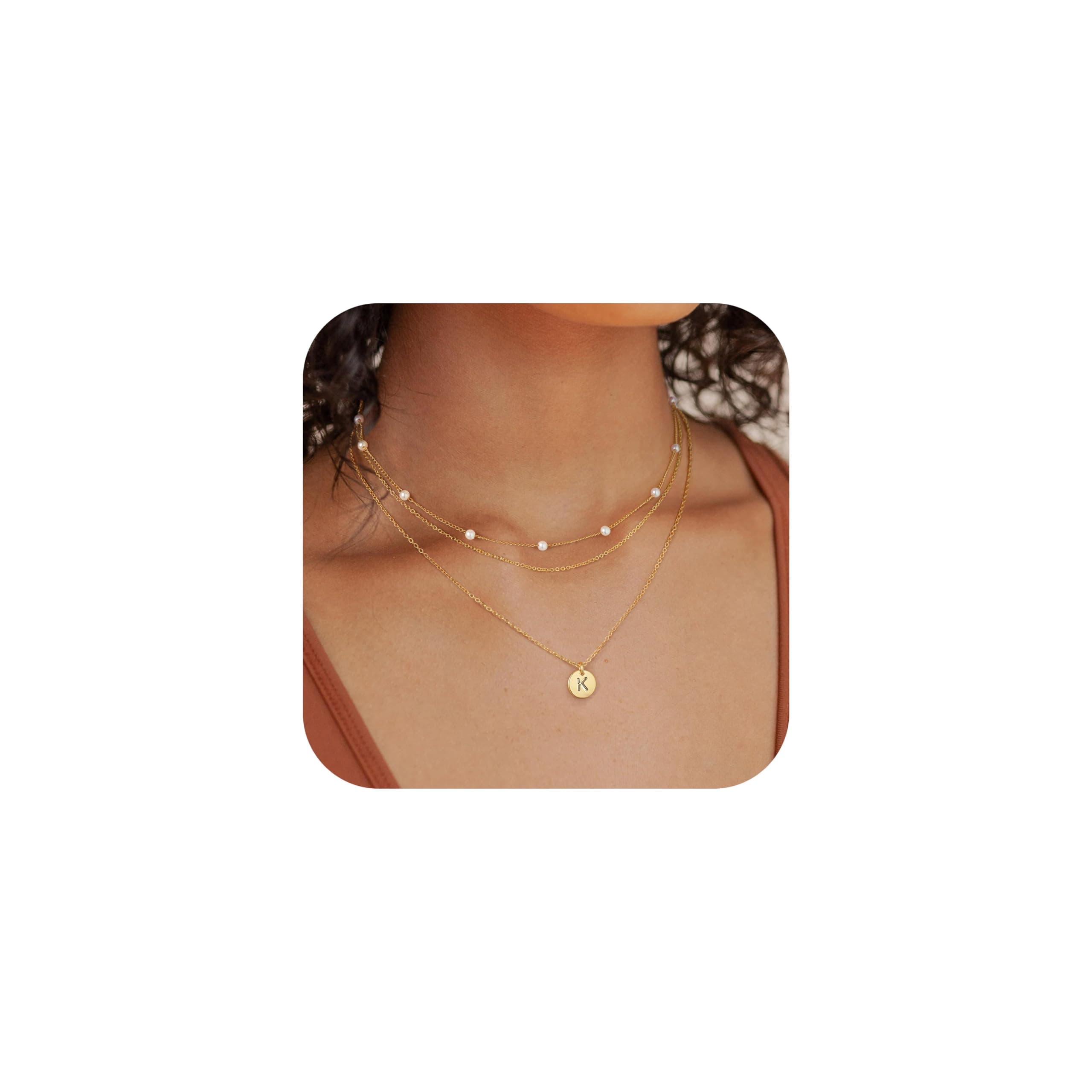 Turandoss Layered Gold Pearl Necklaces for Women