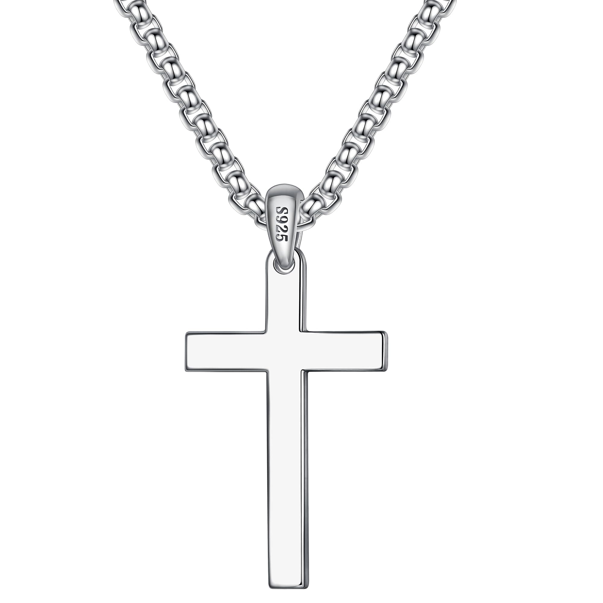 S925 Sterling Silver Cross Necklace for Men & Women