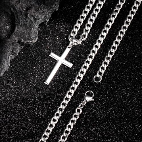 Ursteel 925 Sterling Silver Cross Necklace for Men & Women