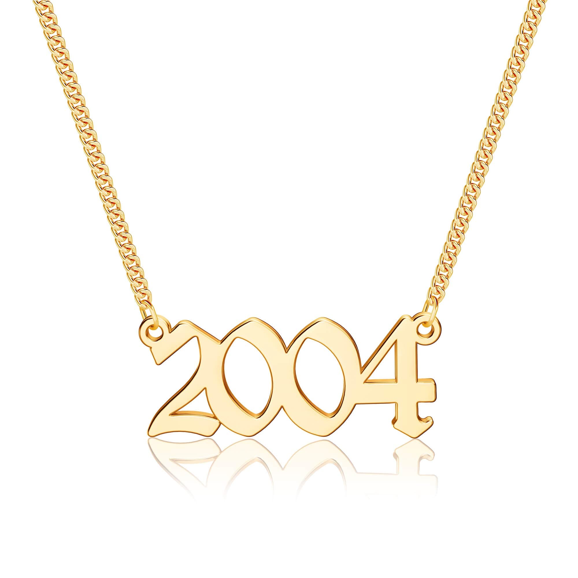 Ursteel Personalized Birth Year Necklace, 18K Gold Plated