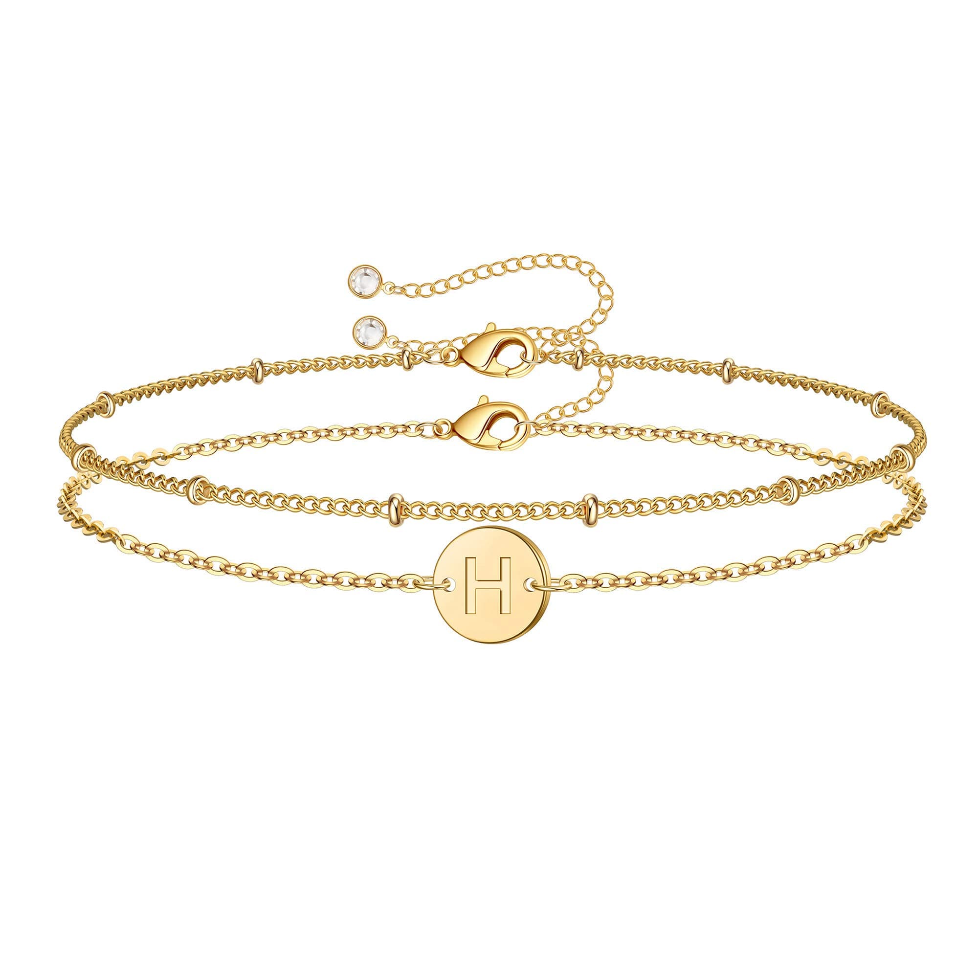 Personalized Initial 14K Gold Filled Beaded Bracelet for Women